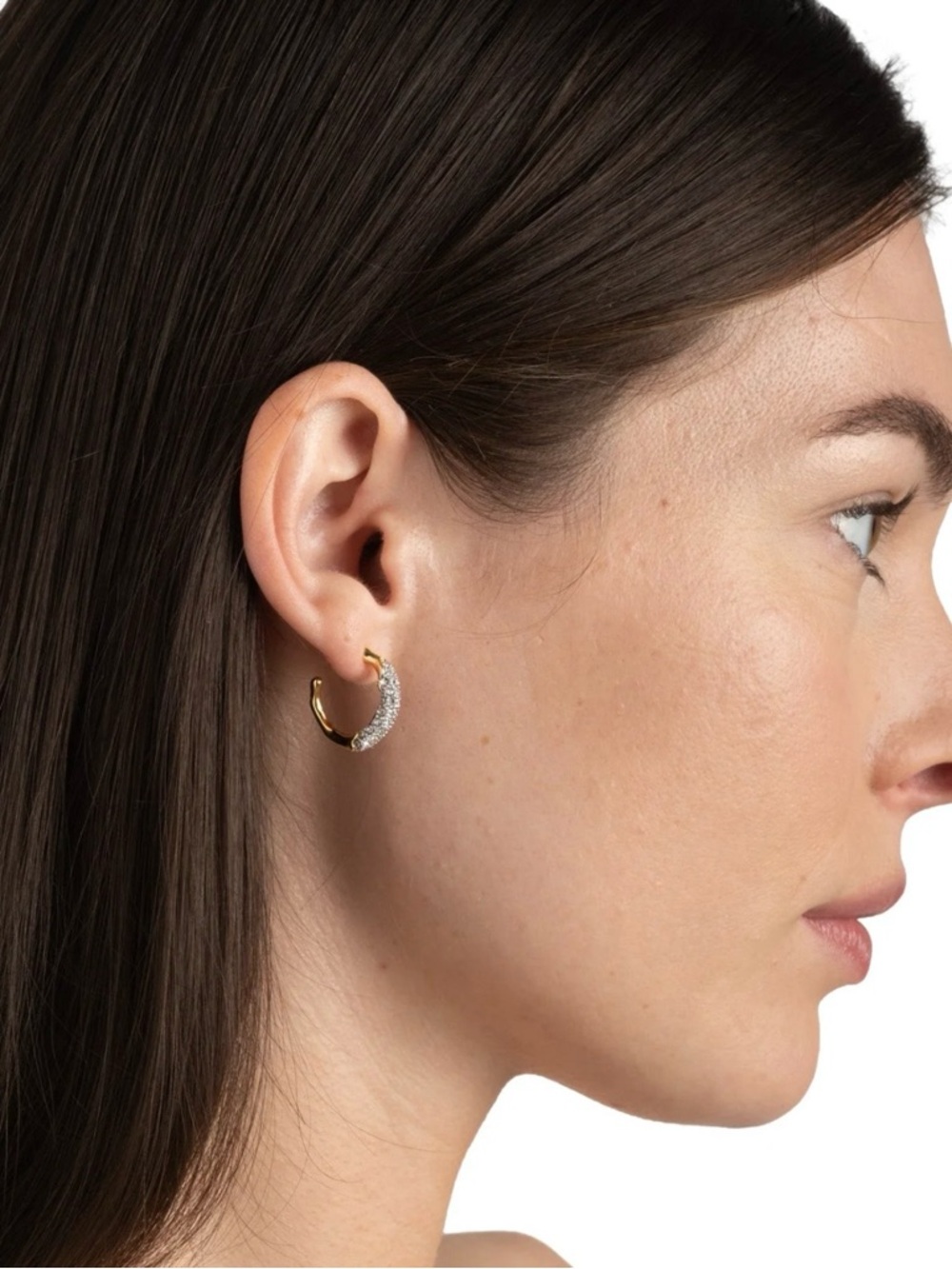 NEW Alexis Bittar Earrings Solanales Gold Crystal Twist Mini Hoop AP28